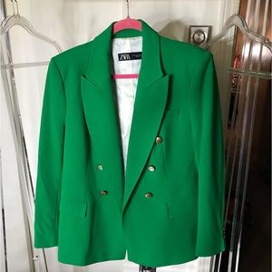 Zara Green Blazer w/ Gold Buttons